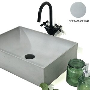 Изображение товара Раковина Onlybeton Англичанка 50х35 см накладная бетон светло-серая матовая