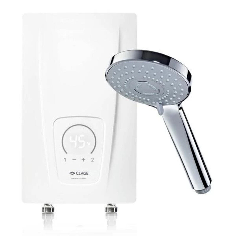 Изображение товара Водонагреватель проточный Clage CEX 9 Plus, мощность 6.6-8.8 кВт, однофазный, с нижним подключением, с лейкой