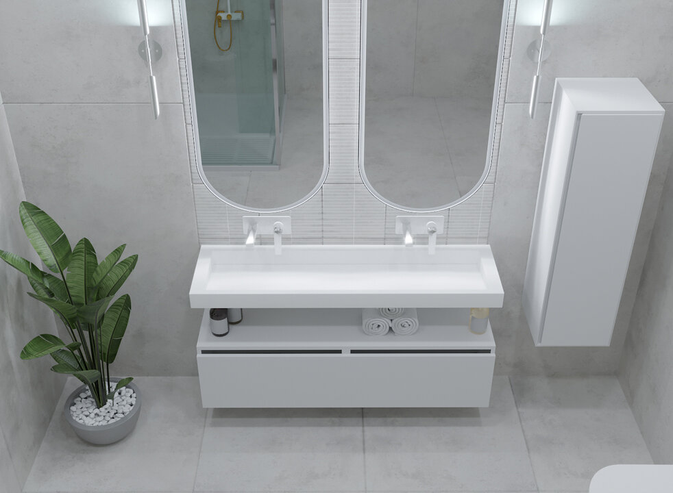 Изображение товара Раковина Armadi Art Flat 859-140 прямоугольная с переливом 140 см белая