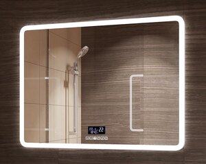 Изображение товара Зеркало Континент Demure ЗЛП99 Led 90 см, с подсветкой, часы, антизапотевание, музыкальная система