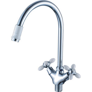 Изображение товара Кухонный смеситель Cron CN46127-8 хром белый двухвентильный поворотный