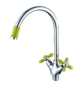 Изображение товара Смеситель для кухонной мойки Cron, хром/зеленый, CN46127-12