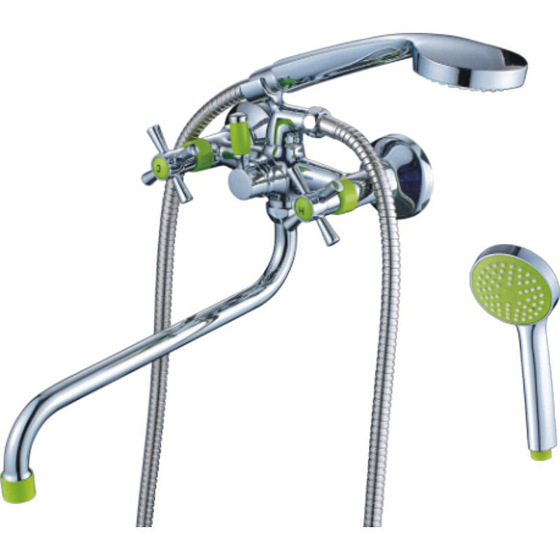 Изображение товара Смеситель для ванны и душа Cron CN22142-12 с душевым гарнитуром хром зеленый