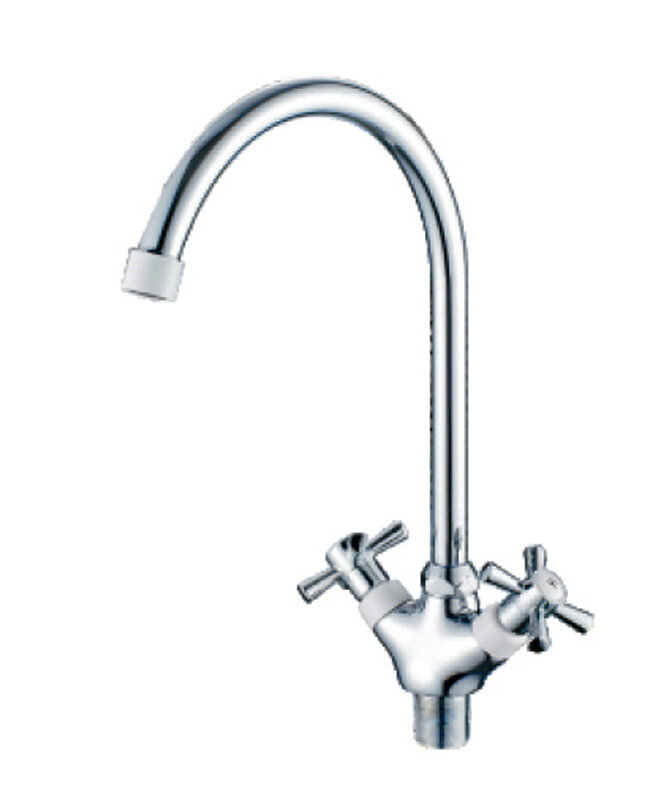 Изображение товара Смеситель Cron CN46142-8 для кухонной мойки, хром/белый, 20 см излив, 32.3 см высота