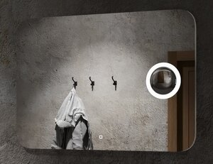 Изображение товара Зеркало Континент Elegant ЗЛП78 Led 80 см, с ореольной подсветкой, встроенное увеличительное зеркало 3x