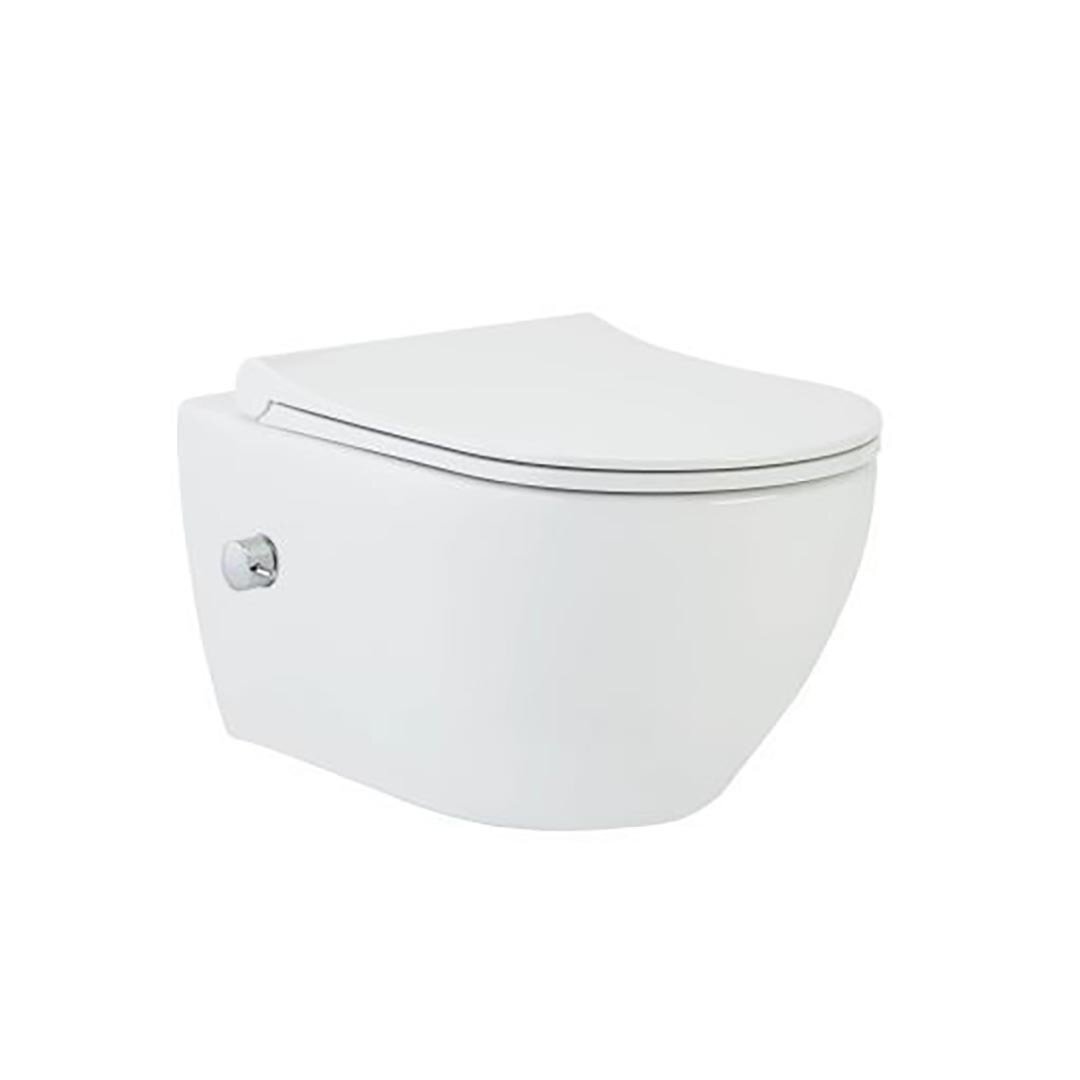 Изображение товара Подвесной безободковый унитаз beWash Bogen 88343601, крышка-сиденье с микролифтом, с функцией биде, со смесителем, белый