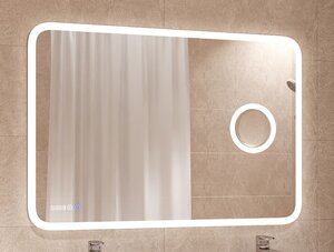 Изображение товара Зеркало Континент Bliss Led 120 см, с подсветкой, часы, встроенное увеличительное зеркало 3x, ЗЛП333