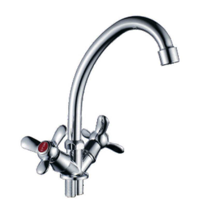 Изображение товара Смеситель для кухонной мойки Cron CN4012-2 хром двухвентильный поворотный излив