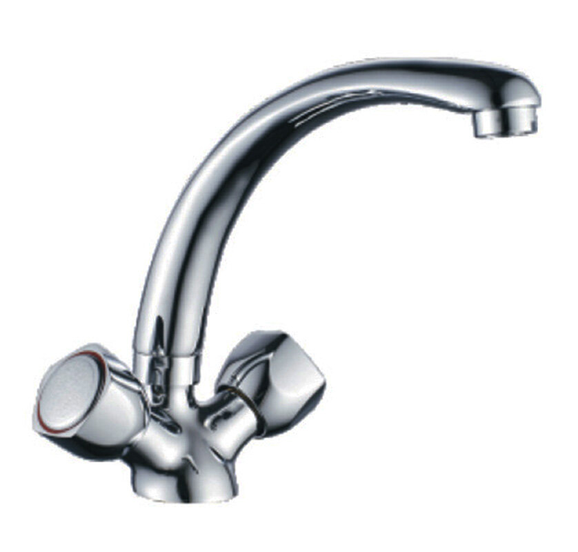 Изображение товара Смеситель Cron CN4409 для кухонной мойки, хром, двухвентильное, поворотный излив