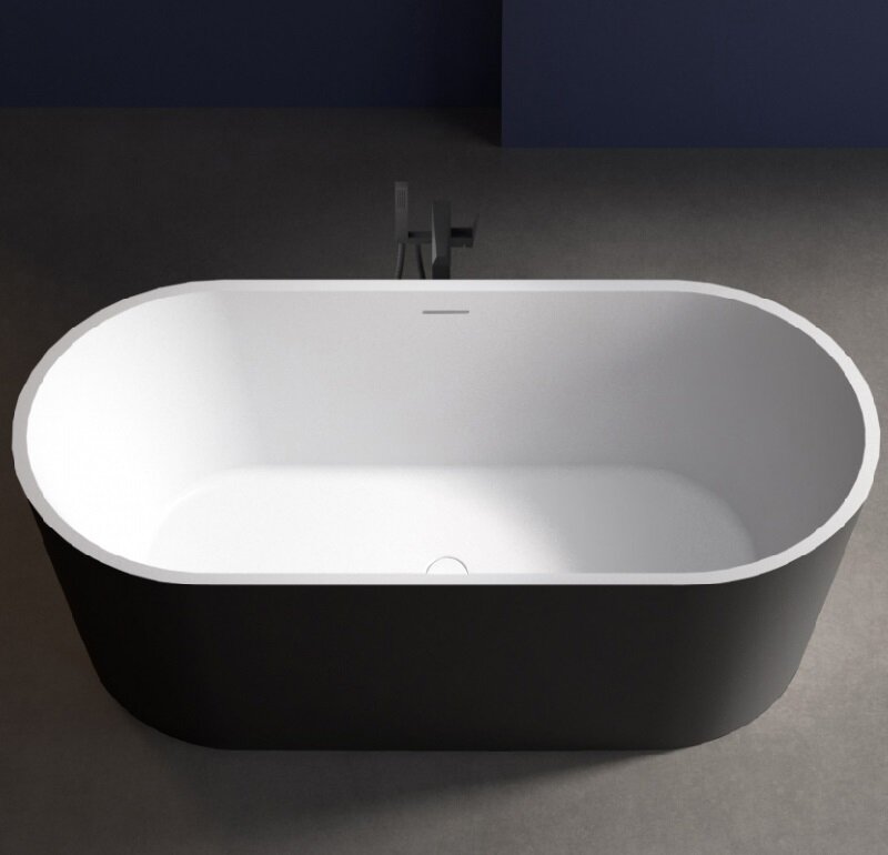 Изображение товара Ванна акриловая Abber 170 х 80 x 60 см, отдельностоящая, цвет белый, внешняя панель черная матовая, AB9209MB