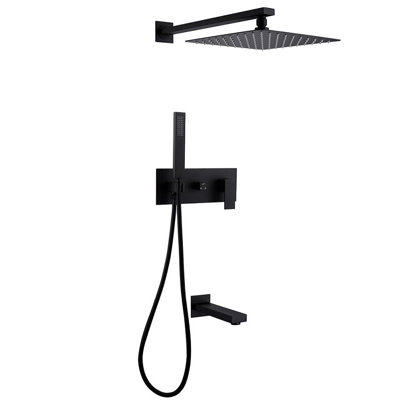 Изображение товара Душевая система Abber Daheim AF8217B, излив, верхний душ, душевая лейка, черный матовый