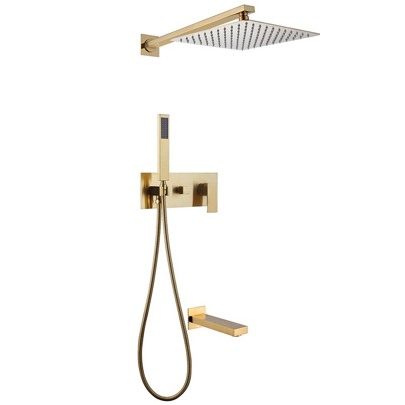 Изображение товара Душевая система Abber Daheim AF8217G, излив, верхний душ, душевая лейка, золото матовое