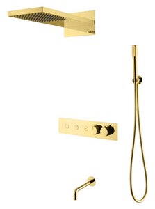Изображение товара Душевая система Boheme Fusion 131-2-G, термостат, верхний душ, ручной душ, золото