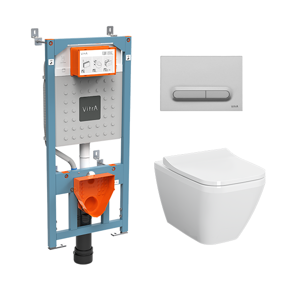 Изображение товара Инсталляция Vitra с унитазом Vitra Integra Square безободковый с микролифтом