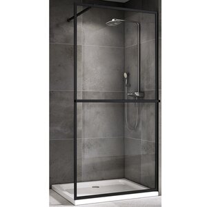 Изображение товара Душевая стенка Abber Immer Offen 100 см стекло прозрачное профиль черный AG60100B