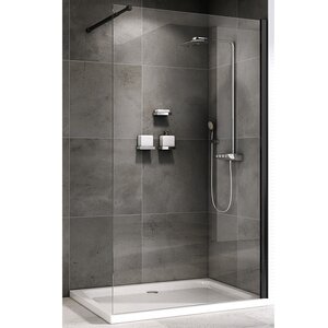 Изображение товара Душевая стенка Abber Immer Offen, 90 см, со свободным входом, стекло прозрачное, профиль черный, AG61090B