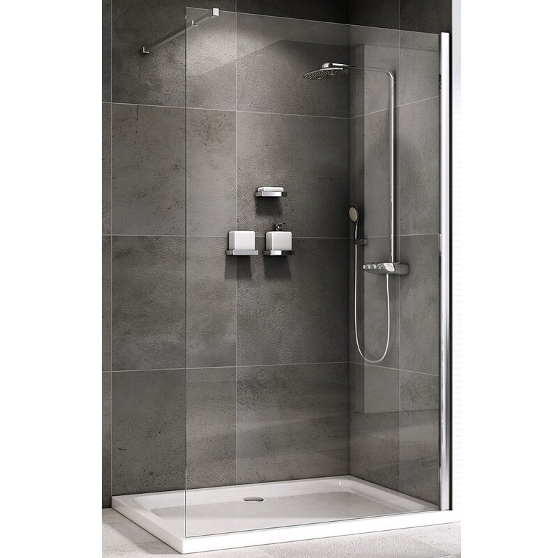 Изображение товара Душевая стенка Abber Immer Offen, 100 см, со свободным входом, стекло прозрачное, профиль хром, AG61100