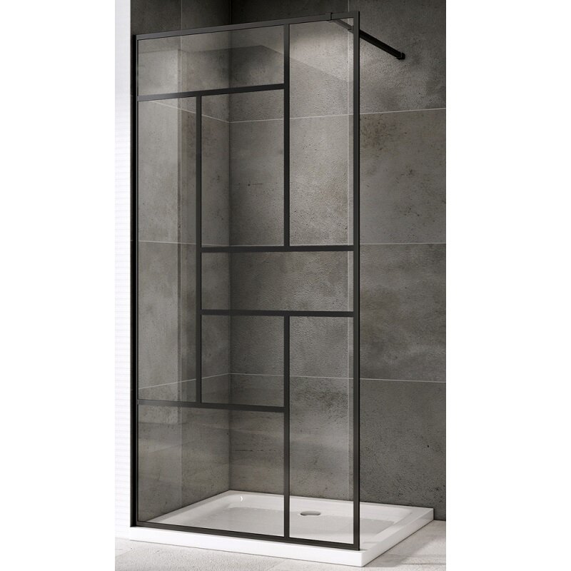 Изображение товара Душевая стенка Abber Immer Offen AG63100B, 100 см, со свободным входом, стекло прозрачное, профиль черный матовый