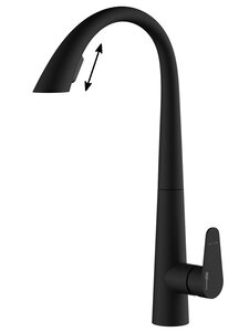 Изображение товара Смеситель для кухонной мойки WasserKRAFT, с выдвижной лейкой, черный, A8667