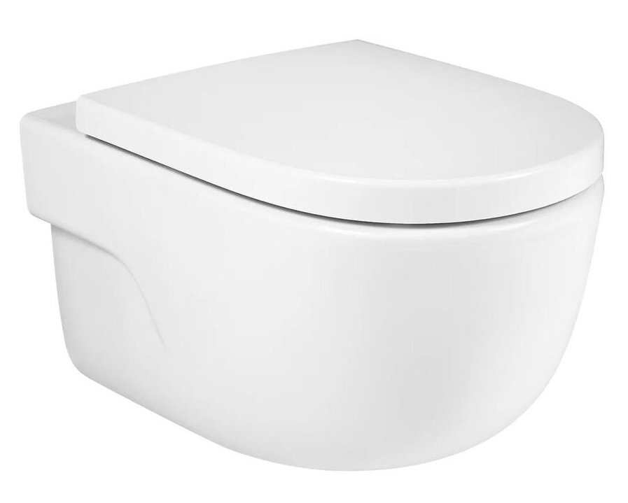 Изображение товара Подвесной безободковый унитаз Roca Meridian A34H240000 Rimless, крышка микролифт, белый