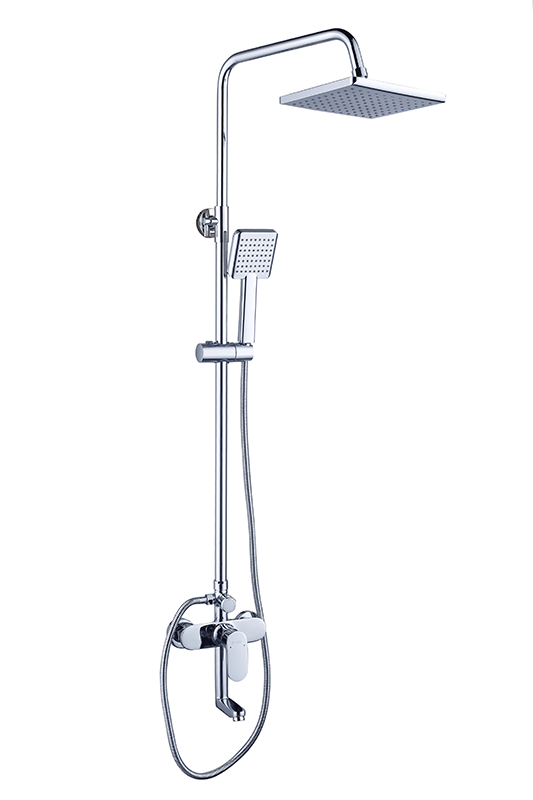 Изображение товара Душевая система Bond, квадратный верхний душ 21,5 см, с изливом, хром, B01-9400