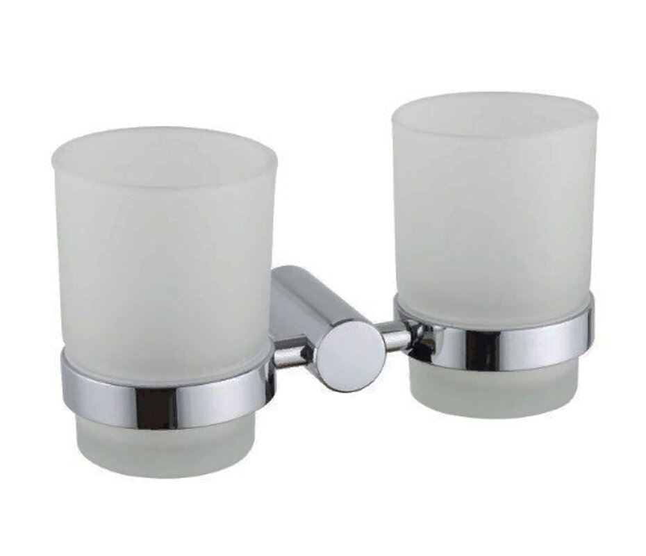 Изображение товара Стакан для щеток с держателем Haiba, двойной, нержавеющая сталь, HB8408