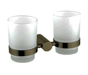 Изображение товара Стакан для щеток с держателем Haiba двойной бронза настенная установка