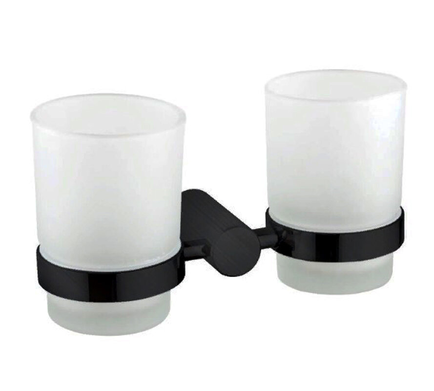 Изображение товара Стакан для щеток с держателем Haiba, двойной, черный, HB8408-7