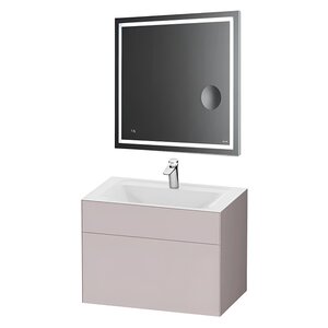 Изображение товара Комплект тумба с раковиной и зеркало Am.Pm Inspire 2.0, подвесная 80 см, 3 ящика, цвет элегантный серый матовый, M50AFHX0803EGM/M50AWPX0801WG/M91AMOX0803WG (отсутствует упаковка)