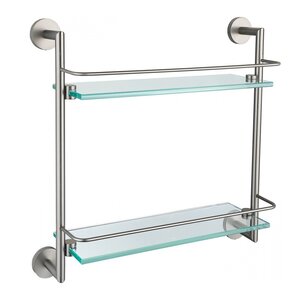 Изображение товара Полочка стеклянная Allen Brau Priority 6.31015-BN, двухъярусная, держатели никель брашированный