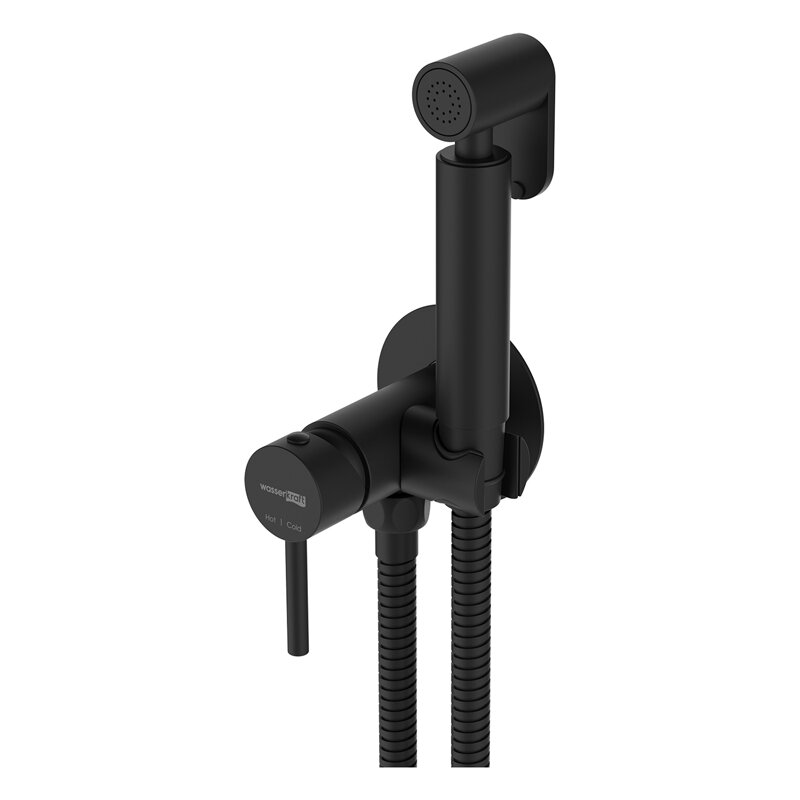 Изображение товара Гигиенический душ WasserKRAFT A70638 с смесителем, черный, латунь, 5 лет гарантии