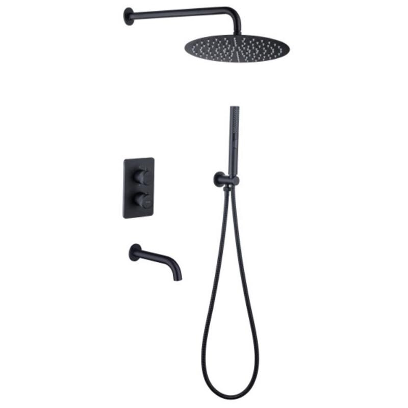 Изображение товара Душевая система Allen Brau Priority с термостатом, черная матовая