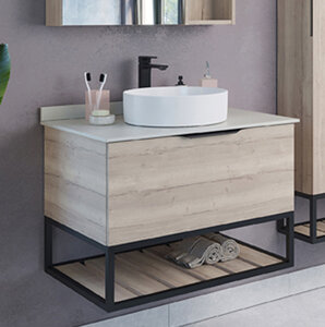 Изображение товара Тумба с раковиной Comfortу Порто 75 см подвесная дуб дымчатый белая раковина