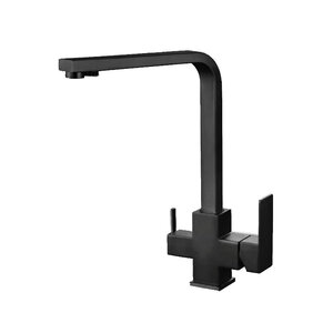 Изображение товара Смеситель для кухонной мойки Haiba, с подключением фильтра питьевой воды, черный, HB76803-7