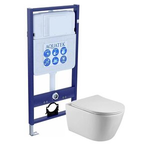 Изображение товара Инсталляция Aquatek Standard INS-0000012 без клавиши и крепежа, с унитазом Бетта SET AQUATEK БЕТТА AQ 1253 W 00 с тонким сиденьем soft close, комплект