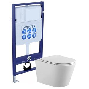 Изображение товара Инсталляция Aquatek Standard INS-0000012 без клавиши и крепежа, с унитазом Вега AQ 1905 00 с тонким сиденьем soft close, комплект SET AQUATEK ВЕГА