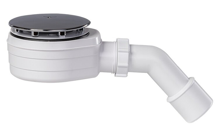 Изображение товара Сифон для душевого поддона Styron 90 мм плоский, хром, белый, STY-ZA-90-K