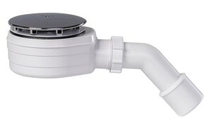 Изображение товара Сифон для душевого поддона Styron 90 мм плоский, хром, белый, STY-ZA-90-K