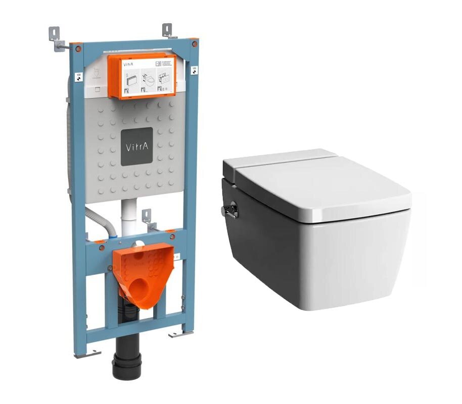 Изображение товара Инсталляция Vitra V12 с безободковым унитазом Vitra Metropole 7672B003-1687 и функцией биде