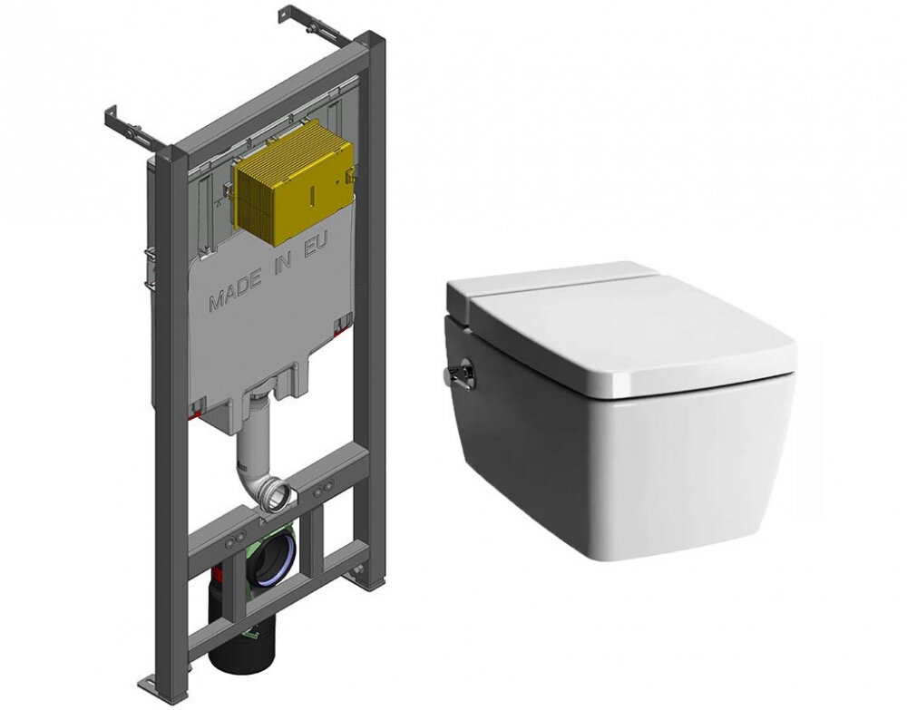 Изображение товара Инсталляция Jacob Delafon E29025-NF с безободковым унитазом Vitra Metropole 7672B003-1687 и функцие