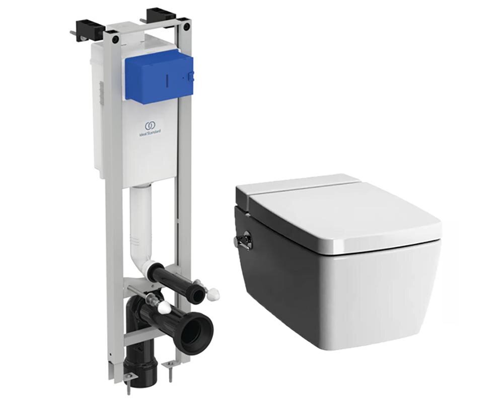 Изображение товара Инсталляция Ideal Standard узкая с безободковым унитазом Vitra Metropole 7672B003-1687 с биде микро