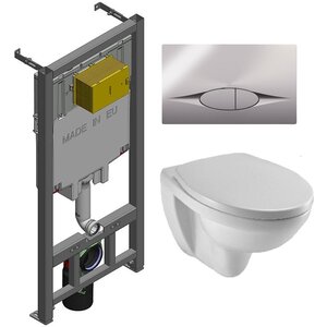 Изображение товара Инсталляция Jacob Delafon с безободковым унитазом Jacob Delafon Patio EDV102-00, клавиша хром, комплект Santehnica.ru