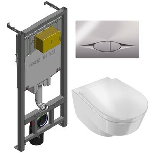 Изображение товара Инсталляция Jacob Delafon с безободковым унитазом Jacob Delafon Odeon Rive Gauche EDR102-00, клавиша хром, комплект Santehnica.ru