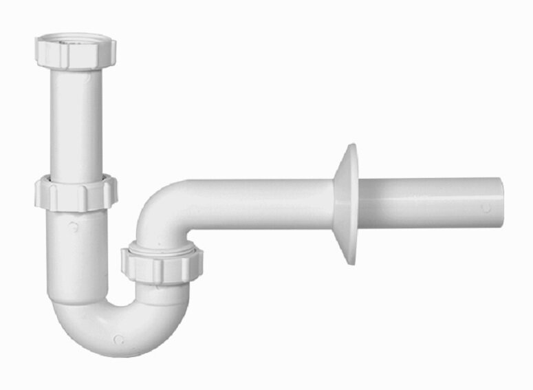 Изображение товара Трубчатый сифон Styron диаметр 32 мм для раковины пластиковый белый