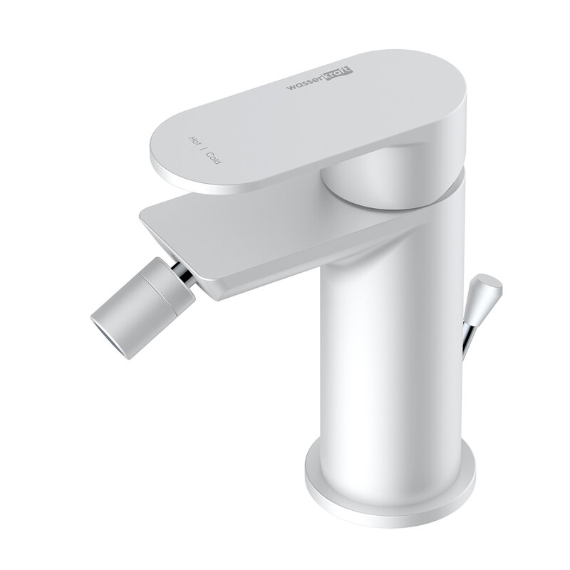 Изображение товара Смеситель WasserKRAFT Mindel для биде с донным клапаном, белый Soft-touch