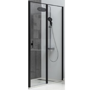 Изображение товара Душевая дверь Allen Brau Priority 140, 140 х 200 см, стекло прозрачное, профиль черный брашированный алюминий, 3.31012.BBA