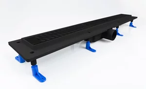 Изображение товара Водоотводящий желоб Styron 70 см перфорированная решетка Harmony черный PVC и нержавеющая сталь
