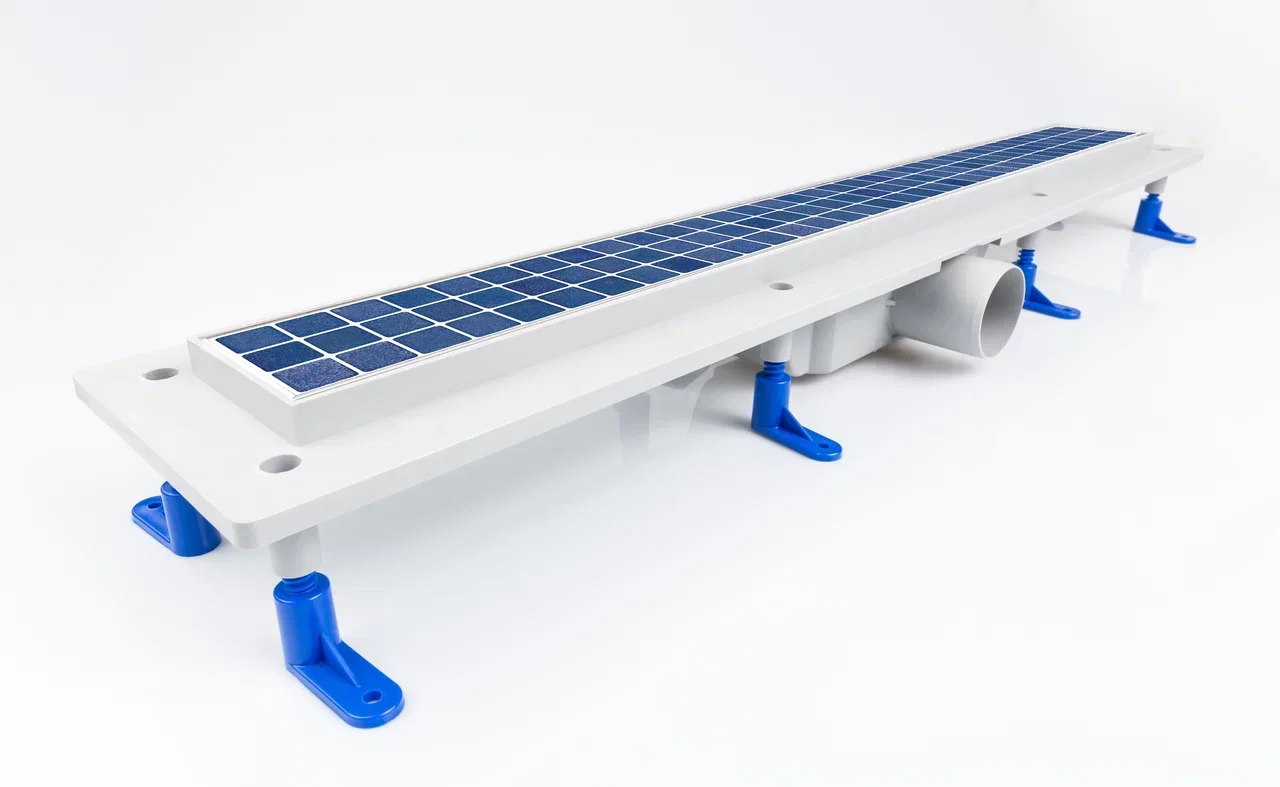 Изображение товара Прямой водоотводящий жёлоб Styron 70 см с решёткой под плитку из нержавеющей стали Floor, STY-F-70