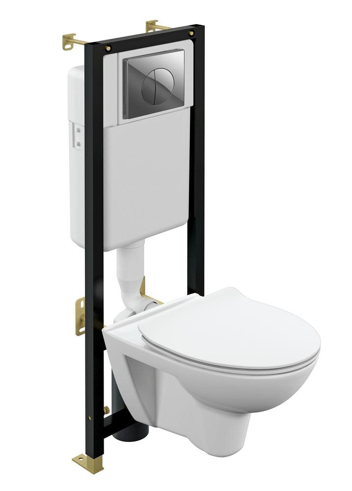 Изображение товара Инсталляция Cersanit Black для подвесного унитаза с каскадным смывом и кнопкой Leon хром
