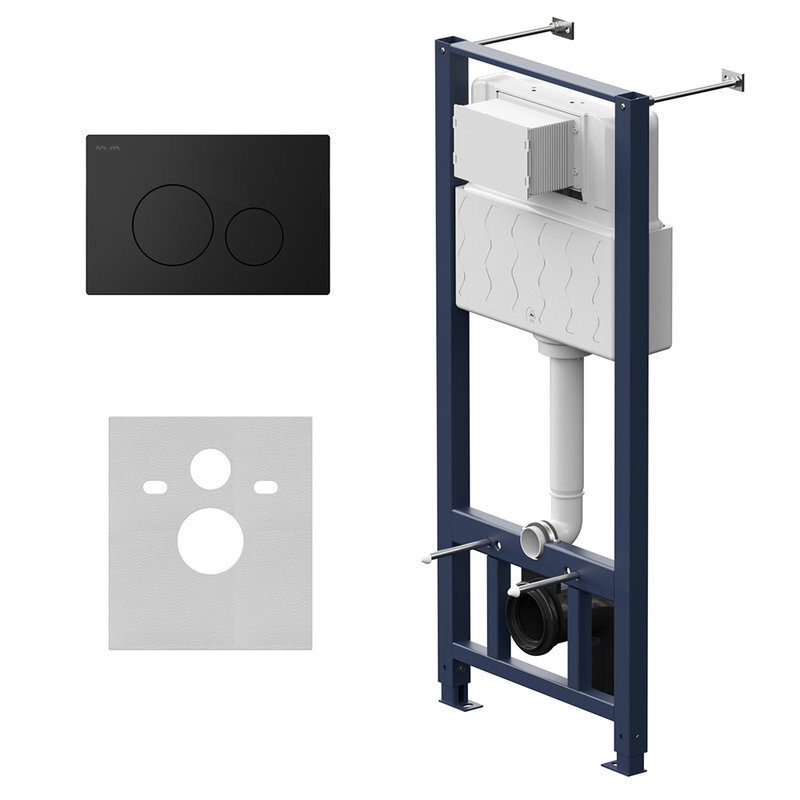 Изображение товара Инсталляция Am.Pm Pro для подвесного унитаза с пневматической клавишей Pro L черный матовый